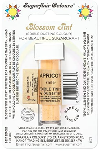 Sugarflair Blossom Tint Apricot Food Colouring and Dusting Powder, Matt Finish, Brush On or Mix with Rejuvenator Spirit to Create a One of A Kind Cake - 7ml