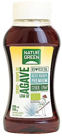NaturGreen - Sirope Agave crudo Ecológico Bio, Endulzante Natural, Edulcorante Ecológico, Bajo Indice Glucémico - 500ml/690 g