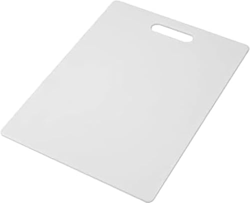Farberware Large Cutting Board, Dishwasher- Safe Plastic Chopping Board for Kitchen with Easy Grip Handle, 11-inch by 14-inch, White