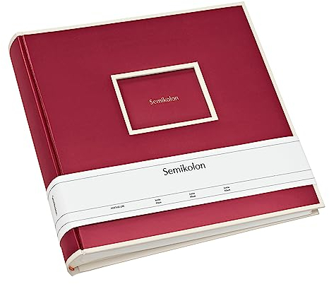 Semikolon 350197 Jumbo Album - 30x30 cm, 100 Seiten cremefarben, für 10x15 Fotos, Pergaminpapier - burgundy dunkel-rot