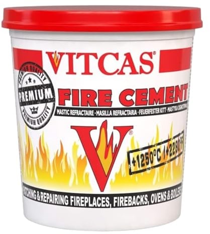 Vitcas 2kg Premium Fire Cement – Fire Bricks – Excellent Adhesion – Fireproof – Patching and Repairing – Easy to use