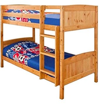 Comfy Living 3ft (90cm) Christopher Pine Bunk Bed in a Caramel Finish