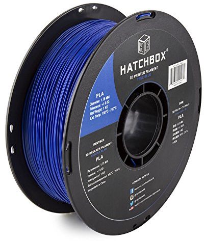 HATCHBOX PLA 3D Printer Filament, Dimensional Accuracy +/- 0.03 mm, 1 kg Spool, 1.75 mm, Blue, Model Number: 3D PLA-1KG1.75-BLU