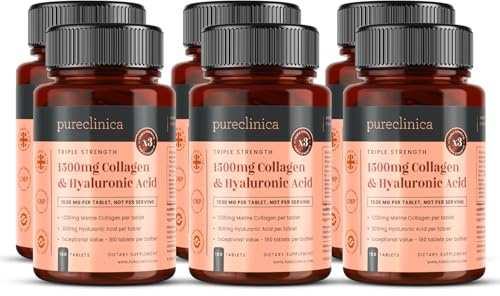 UltraColl Collagen 1200mg + Hyaluronic Acid 300mg (1500mg Total) – 1080 Tablets (6 x 180) | Up to 36-Month Supply | Marine Collagen Types I, II, III & VII | Ultra High Strength