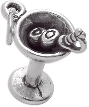 jewellerybox Sterling Silver Martini Glass Charm with 2 Olives
