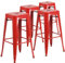 Flash Furniture Lily Barhocker aus Metall, kommerzielle Qualität, 76,2 cm hoch, rückenfrei, für drinnen und draußen, mit quadratischem Sitz, Rot, 4 Stück