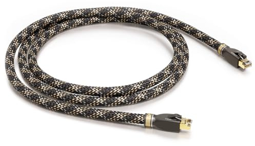 VIABLUE EP-7 Silver CAT6A * Netzwerk-/Patch-/Ethernet-/LAN-Kabel * 600 MHz * 5-Fach Schirmung * 24 Karat echtvergoldete T6s RJ-45 * 1 Stück * 50 cm * 0.5 m