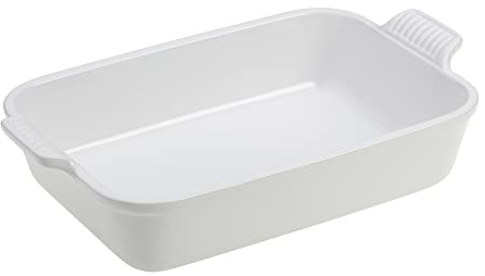 Le Creuset Plato rectangular de cerámica Heritage, 4 cuartos de galón. (12 x 9), blanco