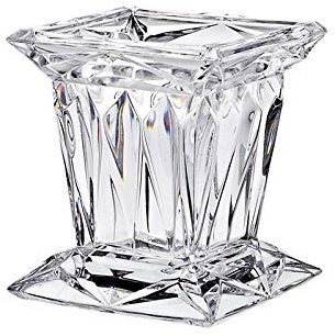 Kerzenhalter massiv schwer quadratisch Stumpenkerze Glas Bleikristall h 12 cm