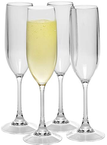 D'Eco Sektgläser, bruchsicher, wiederverwendbar, spülmaschinenfest, 4 Stück