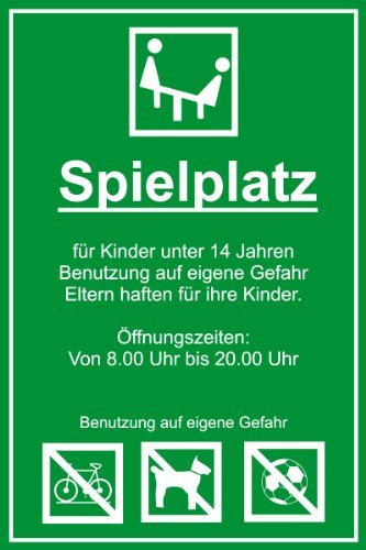 Spielplatzschild Spielplatzordnung aus Aluminium - in verschiedenen Größen erhältlich