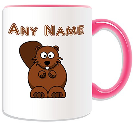 Personalised Gift - Silly Beaver Mug (Animal Design Theme, Colour Options) - Any Name/Message on Your Unique - Big Front Teeth