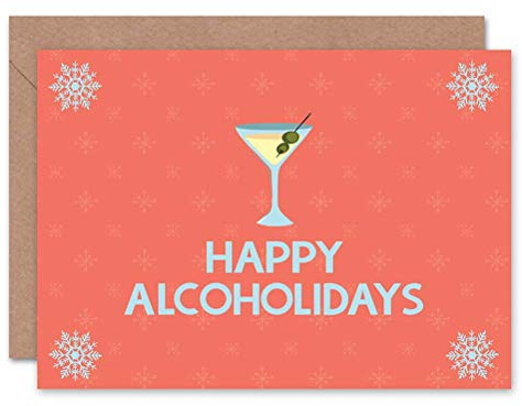 Wee Blue Coo CARD CHRISTMAS XMAS MERRY HAPPY HOLIDAYS COCKTAIL PUN PRESENT GIFT