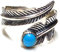 Bandring offen, Motiv  Seelenfeder , Größe 58 offen, Sterlingsilber Türkis, Indianerschmuck