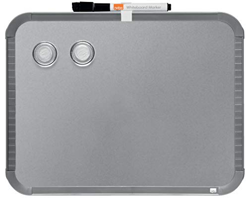 Nobo Magnetisches Mini-Whiteboard mit Schmalem Silbernem Rahmen, Tragbar, Wandmontierbar, Hochformat oder Querformat, Integrierte Tragegriffe & Stiftclip, 220 x 280 mm, QB05142CD