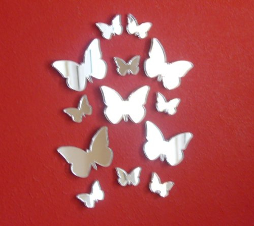 Super Cool Creations Schmetterling große Flügel Spiegel Set mit zwölf Spiegeln 6 x 5 cm & 6 x 3 cm