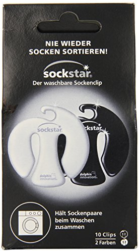 Sockstar Pinces à Chaussettes Noir et Blanc – Format de Base = kit de 10 pièces en 2 Couleurs