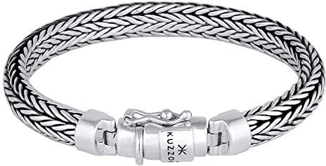 Kuzzoi Silberarmband Herrenarmband aus massivem 925er Sterling Silber, Breite 7 mm, Länge 19 cm, 335102-019