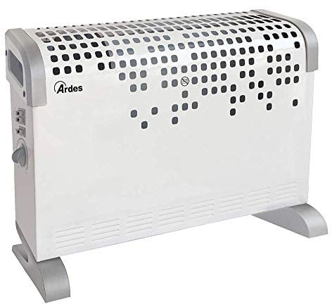 ARDES | AR4C03 Termoconvettore Elettrico TURBINE 1600/1800W, Stufa Elettrica per Riscaldare Casa Ufficio, Termoconvettore Elettrico con Termostato, Termo Convettore Aria Calda 3 Potenze, Bianco Grigio