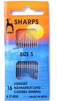 Pony Hand Sewing Needles Sharps: Size 5, Multi-Colour, 5