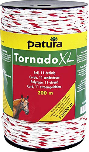 Patura Tornado XL Seil, 200 m Rolle 8 Niro 0,20 mm, 3 Cu 0,30 mm, weiss-rot