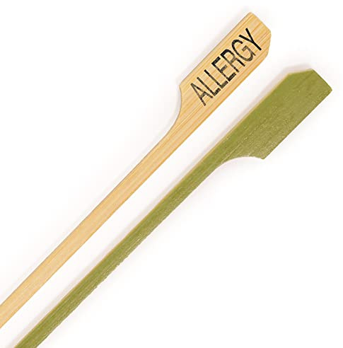 BambooMN 4.7 Food Allergy Marking Natural Bamboo Paddle Picks Sticks for Catered Events, Holiday's, Restaurants or Buffets Party Supplies, 300 Pieces