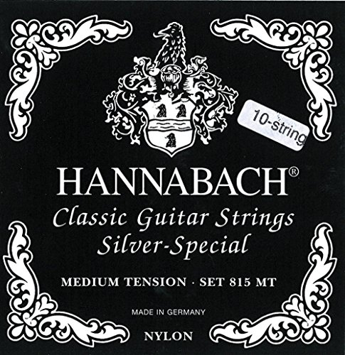 Hannabach Cuerdas para guitarra clásica, Serie 815 Para guitarras de 8/10 cuerdas, Tensión Media, Plateado especial - cuerda suelta D7/Re7