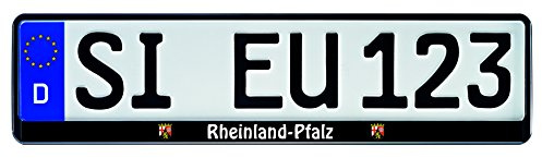 1 Paar Kennzeichenhalter schwarz mit Bundesland Motiv Wappen Bedruckt Kennzeichenhalterung Kennzeichenrahmen (Rheinland Pfalz)