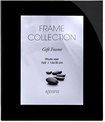 Kenro Modern Black Glass Photo Frame 8x6 inch / 15x20cm Landscape or Portrait - BG1520