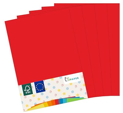 MADE IN EU 50 Blatt farbiges Papier ROT A4 80 g/m² CS Paper - Druckerpapier, Kopierpapier, Universalpapier zum Drucken, Basteln & Falten im Format DIN A4. Papier für den Heim- & Bürobedarf