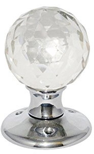 Glass Mortice Ball Door Knob – Chrome Plated Backplate