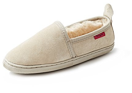 Reissner Lammfelle | Engel Hausschuhe Java | Veloursleder | Innenfutter echtes Merino Lammfell aus Australien | kuschelige Slipper | 48 beige