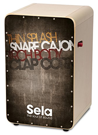 Sela SE 081 Casela Pro Cajon mit Snare On/Off Mechanik, spielfertig aufgebaut vintage garu