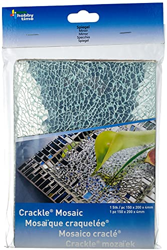 GLOREX Crackle Mosaic Platte, Glas, Spiegel, 15 x 0.4 x 20 cm
