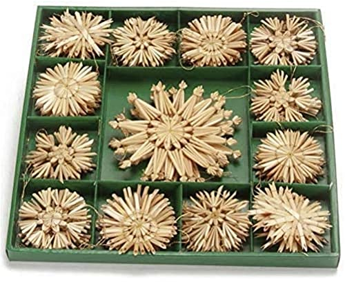 Riffelmacher 75320 - Christbaumschmuck aus Stroh, 50 Stück, Durchmesser 6 cm und 11 cm, Strohsterne, Baumschmuck, für Weihnachten, Advent, Bastelarbeiten, Natur
