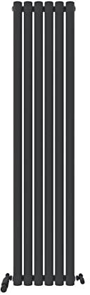 iBathUK Strata Tall Vertical Radiator, Single Oval Panel Radiators, 1600x360mm Slim Radiator, Wall Mounted for Bathroom,Kitchen,Living Room- Anthracite