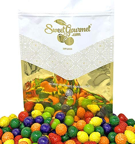 SweetGourmet Seedling Gumballs, 3 Pound Bag, Assorted Fruit-Shaped Bubble Gum with Candy Seeds, 130 Pieces, Kosher, Apple Orange Lemon Strawberry Grape Watermelon Flavors