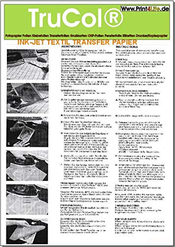 25x A3 Weißes Transfer Papier Transferfolie Spezialpapier zum Bedrucken von schwarzen, farbigen und weissen T-Shirts mit Ink Jet Druckern. Baseball-Caps und Anderen Baumwoll-Textilien