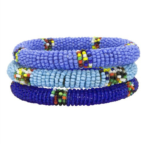 Global Crafts Handmade Maasai Bead Bracelets, from Kenya, 7 5 inch, Rubber