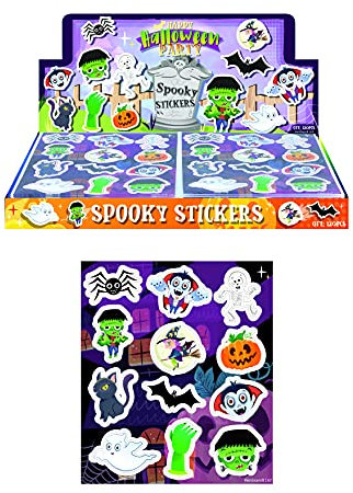  Henbrandt 1x Halloween Stickers sheet Mini Halloween Stickers for Children Trick or Treat Party Bag Fillers Reward Stickers Arts and Crafts for Kids Loot Bag Lucky Dip Favours for Girls and Boys