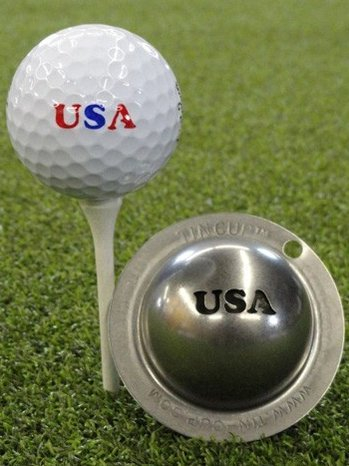 TIN CUP. GOLF BALL MARKING SYSTEM. GO USA