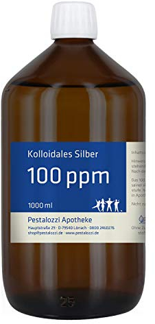 Kolloidales Silber 100ppm (1000 ml) aus Apotheken-Herstellung - 100% natürliches, kolloidales Silberwasser, ohne chemische Zusatzstoffe, Inhalt: 1000 ml