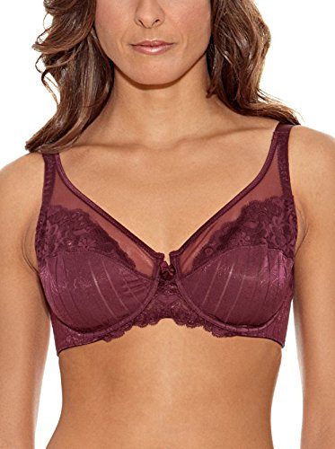 Selene, Reggiseno Contenitivo Donna in Pizzo, con Ferretto e Senza Imbottitura, Collezione Mariluz, Colore Bordeaux, Taglia 6C