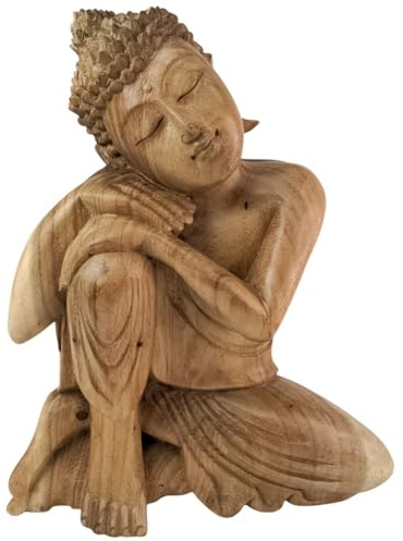 Artis Buddha-Statue, sitzend, 30 cm – Massivholz, unbehandelt