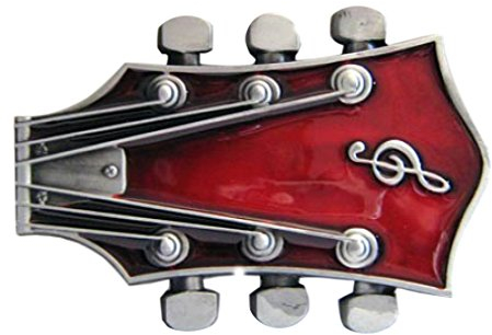 Buckle als Gitarrenkopf in rot, E-Gitarre, Gürtelschnalle