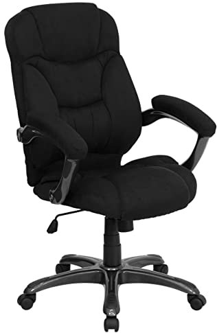 Flash Furniture Jessie Bürostuhl mit hoher Rückenlehne, Mikrofaser, zeitgenössisch, ergonomisch, mit Armlehnen, Schwarz