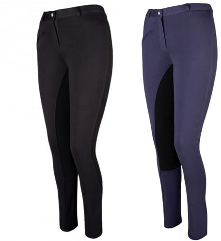 Pfiff 101434 Herren Reithose Vollbesatz Kunstleder Vollbesatzreithose Blau/Schwarz 52