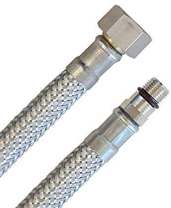 Panzerschlauch 3/8ÜM x M10x1 AG kurz, Flexschlauch DN8 für Sanitär mit Trinkwasserzulassung
