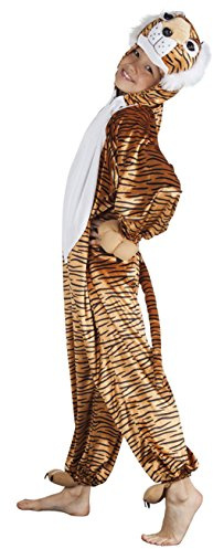 Boland - Kostüm für Kinder Tiger aus Plüsch, Overall mit Kapuze, Faschingskostüme, Verkleidung für Karneval