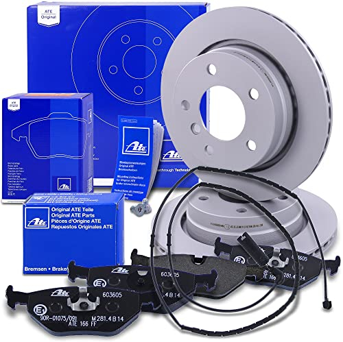 ATE Bremsenset Hinterachse inkl. Bremsscheiben hinten Ø 276 mm und Bremsbeläge hinten + Verschleißkontakt Kompatibel mit BMW 3er (E46)